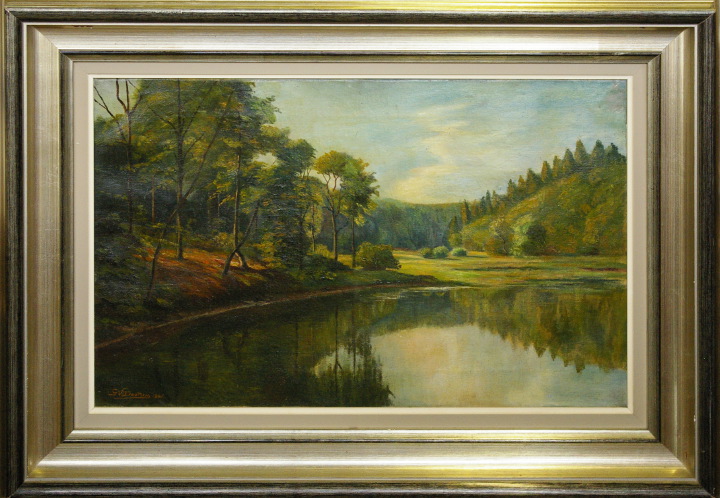 Appraisal: American School Mid- th Century Bucolic Country Landscape oil on