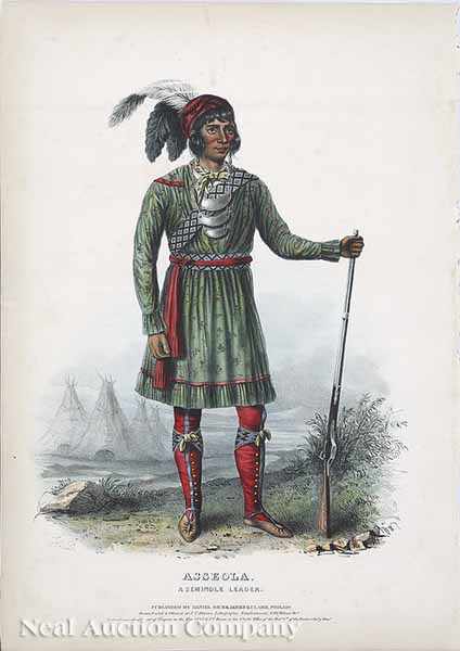 Appraisal: McKenney and Hall Publishers Asseola A Seminole Leader hand-colored lithograph