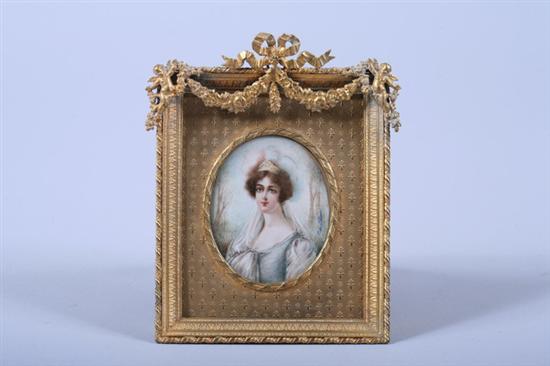 Appraisal: FRENCH PORTRAIT MINIATURE OF A LADY th century Gouache on