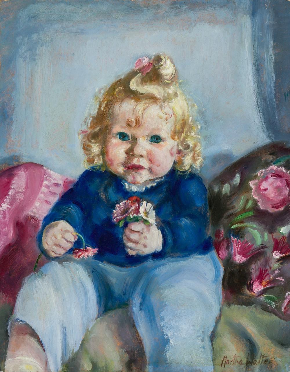 Appraisal: MARTHA WALTER American - Girl with Flowers oil on board