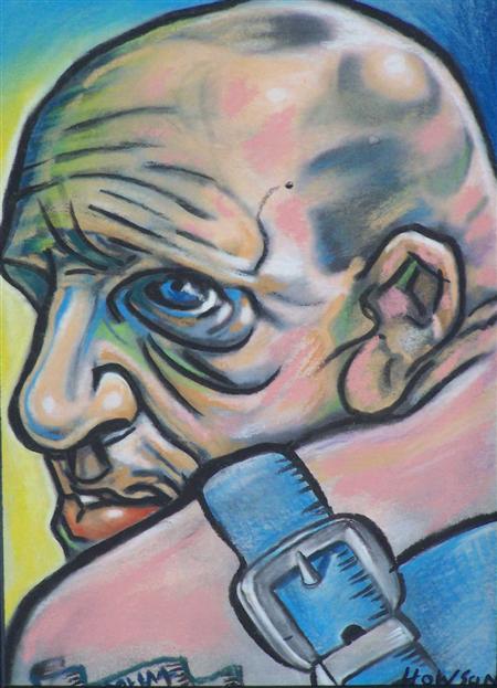 Appraisal: PETER HOWSON SCOTTISH B BLUE STRAP Signed pastel cm x