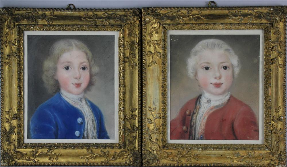 Appraisal: FRENCH TH CENTURY TWO PORTRAITS OF CHILDREN Pastel on paper