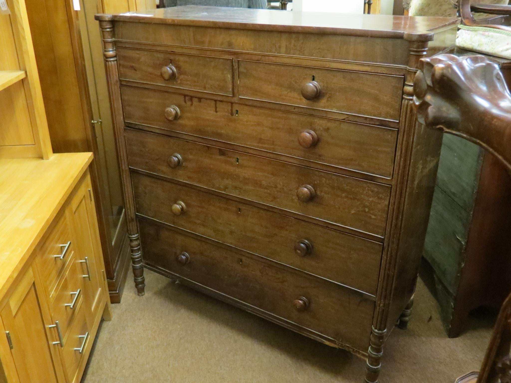 Appraisal: A large Victorian mahogany chest two short and four long