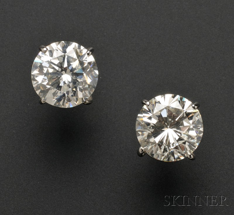 Appraisal: Pair of Diamond Earstuds prong-set with round brilliant-cut diamonds weighing