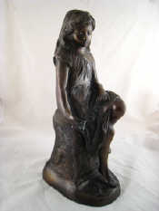 Appraisal: A bronze figure of a seated girl base ht cm