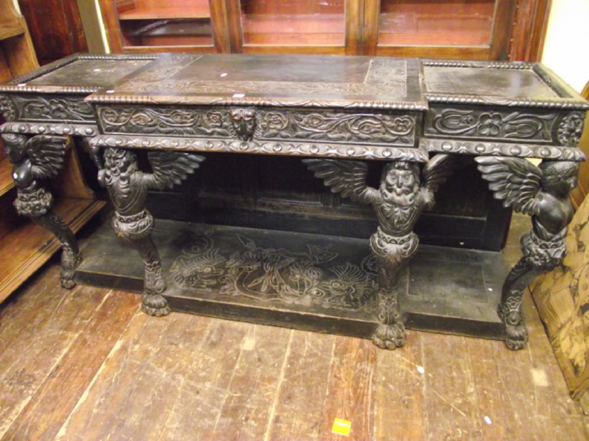 Appraisal: An extraordinary mid Victorian oak breakfront side serving table the