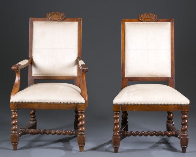 Appraisal: Set of Eight Ralph Lauren Dining Chairs Two arms with