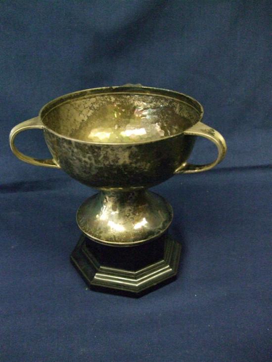 Appraisal: Edward VII Arts Crafts silver three handled hammered bowl on