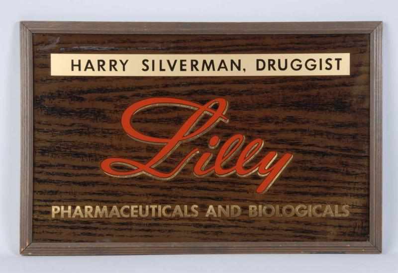 Appraisal: Reverse Glass Lilly Drug Store Sign Description s to s