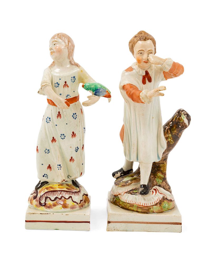 Appraisal: Two Staffordshire Pottery Figures Height inc Two Staffordshire Pottery Figures