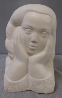 Appraisal: PRIVER Aharon White Marble Carved Head of a Girl Aharon