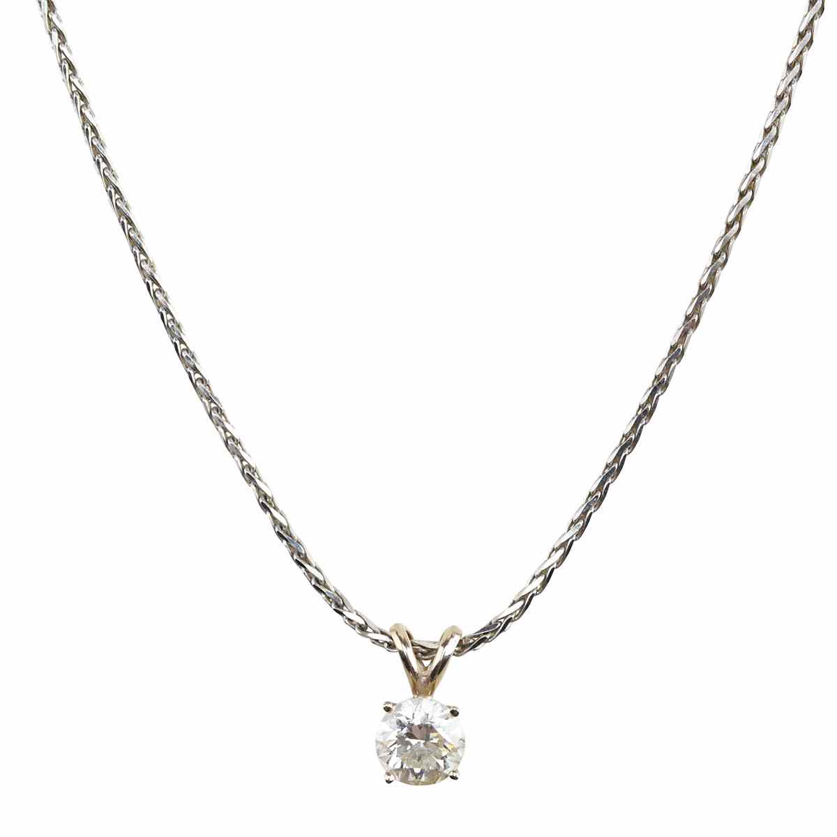 Appraisal: k White Gold Chain And Pendant set with a brilliant