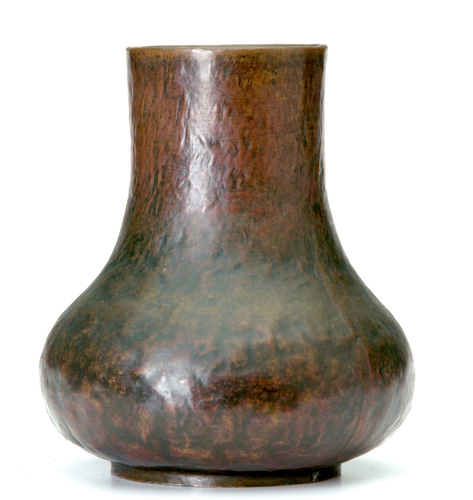 Appraisal: DIRK VAN ERP Early Warty hammered copper bulbous vase with