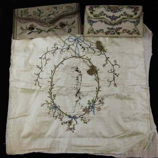 Appraisal: A late George III needlework panel decorated with a human