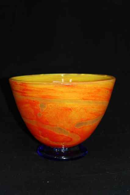 Appraisal: A SCOTTISH BORDERS ART GLASS ORANGE BOWL standing on a