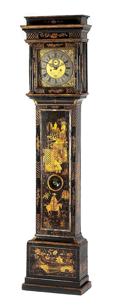 Appraisal: A George III Lacquered Tall Case Clock Height inches A