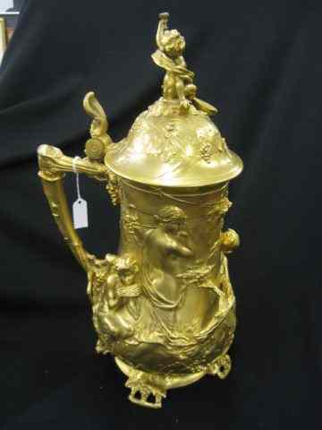 Appraisal: WMF Art Nouveau Tankard gilt finish cherub maidens '' tall