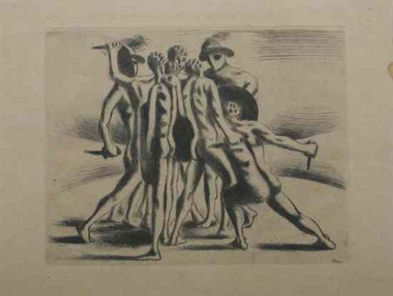 Appraisal: GIORGIO DE CHIRICO Italian - COMBATTIMENTO DI GLADIATORI signed in