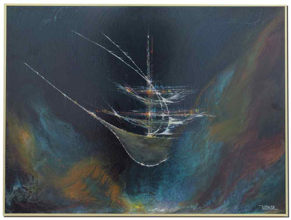 Appraisal: NIERMAN Leonardo American - ''Ghost Ship'' ACRYLIC Masonite '' x