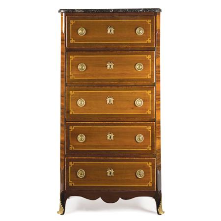 Appraisal: Transitional Louis XV XVI Gilt-Bronze Mounted Amaranth Tulipwood and Beech