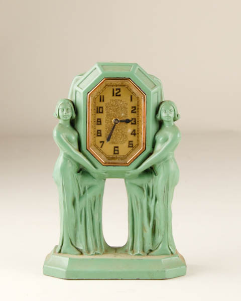 Appraisal: Art Deco Bondoir Clock with Women hour H W D