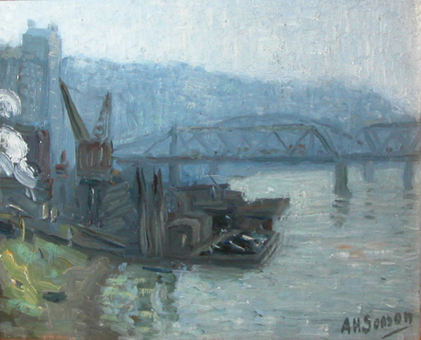 Appraisal: Crane and Trestle at River Gorson Aaron H Lithuanian American