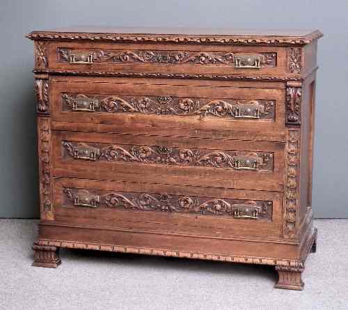 Appraisal: An early th Century Italian panelled walnut chest of drawers