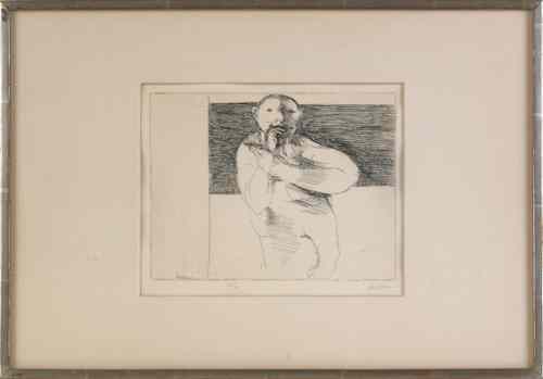 Appraisal: Leonard Baskin American - etching of a man pencil signed