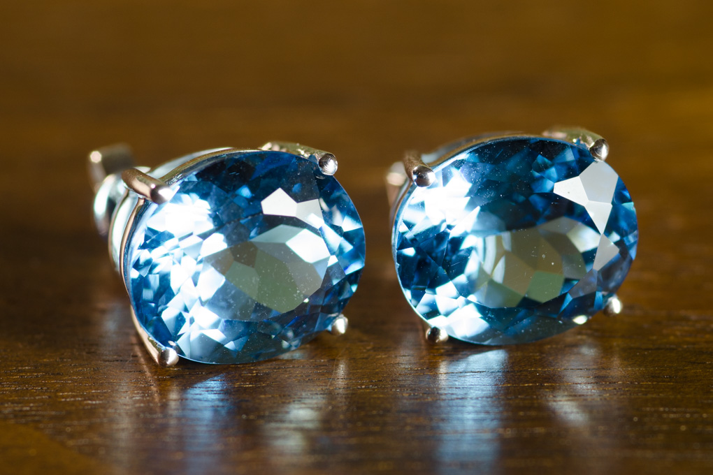 Appraisal: PAIR OF BLUE TOPAZ EAR STUDS each k white gold