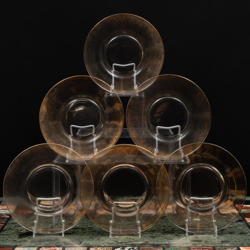 Appraisal: Set of Twelve Internally Decorated Glass Salad Plates in diam