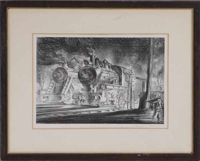 Appraisal: REGINALD MARSH - SWITCH ENGINES ERIE YARDS JERSEY CITY Lithograph