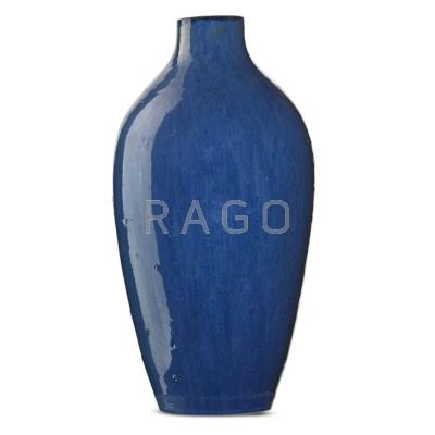 Appraisal: FULPER Tall bottle-shaped vase Mirror Blue glaze Flemington NJ -