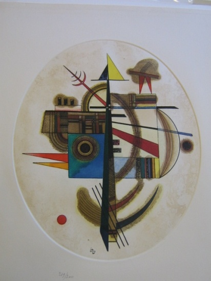 Appraisal: WASSILY KANDINSKY after Oval Composition II Color etching x mm