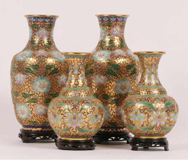 Appraisal: Lot of pairs Asian cloisonne vases on stands Tallest