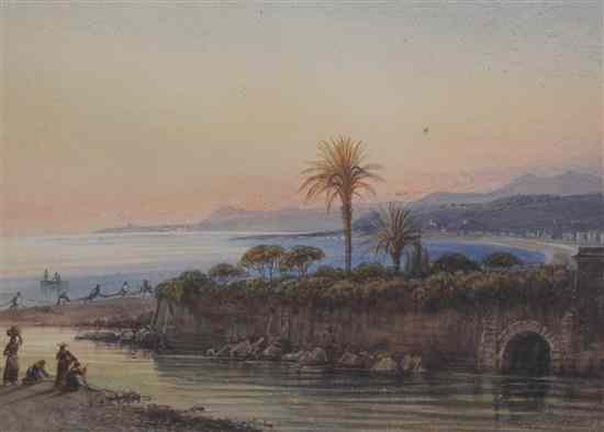 Appraisal: Ercole Hercule Trachel French - watercolour View along the coast