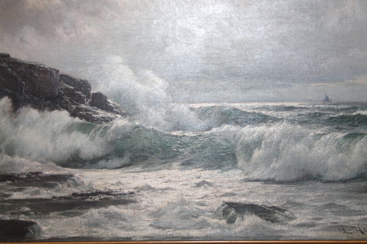 Appraisal: Laurits Bernard Holst - Rough seascape with storm gathering oil