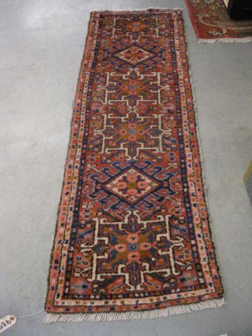 Appraisal: Heriz Persian Handmade Runner geometrics stylized floral salmon field '