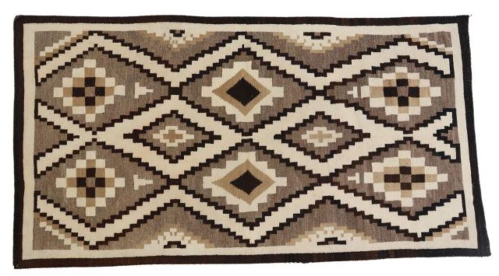 Appraisal: Navajo Two Gray Hills New Mexico hand spun wool rug