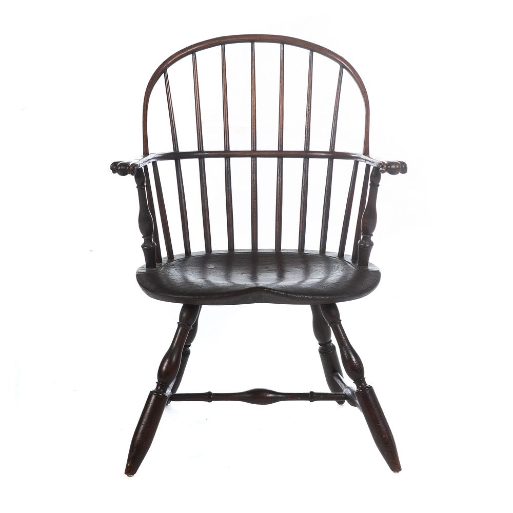 Appraisal: Federal Poplar Sack Back Windsor Arm Chair Circa sack back