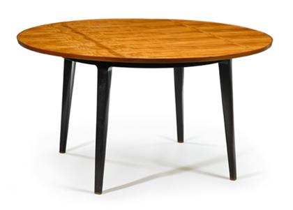 Appraisal: Walnut dining table edward wormley for dunbar indiana Circular top