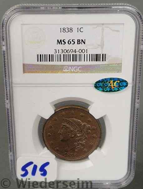 Appraisal: Large cent MS NGC