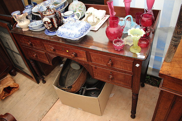 Appraisal: A WILLIAM IV MAHOGANY DESK OR SIDE TABLE with galleried