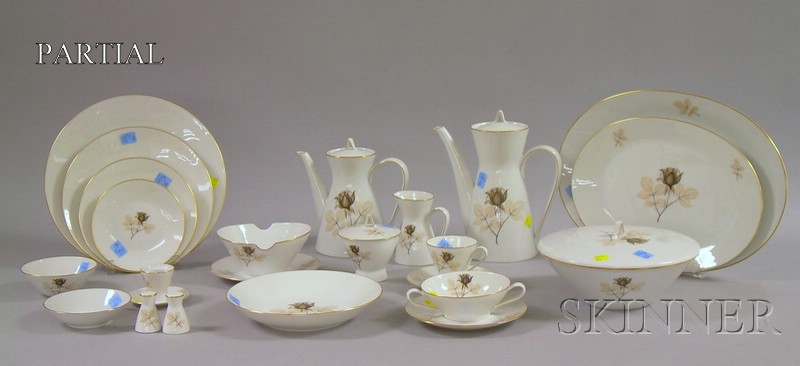 Appraisal: -piece Rosenthal Transfer Sepia and Grisaille Rose Decorated Porcelain Dinner