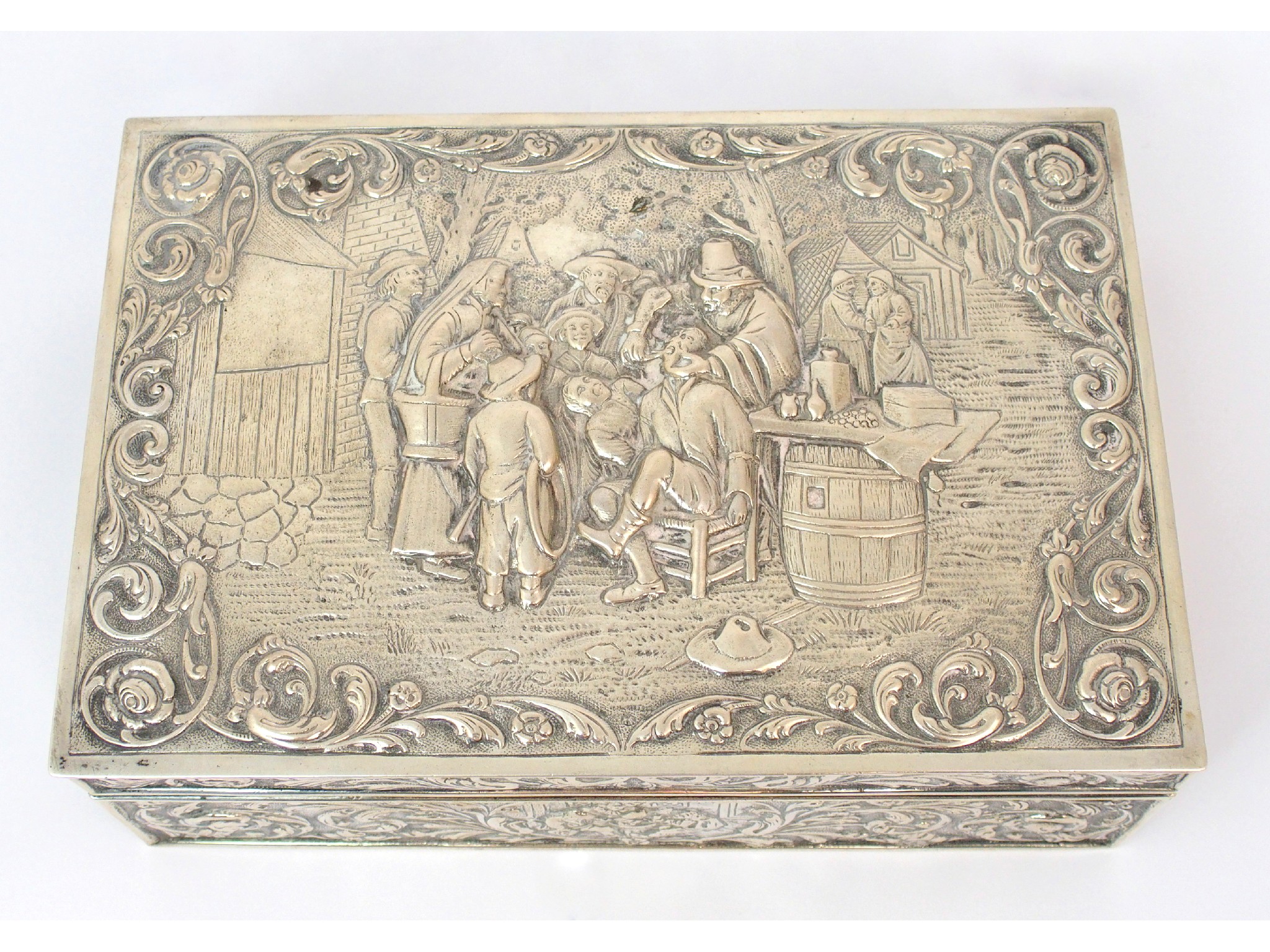 Appraisal: An early th Century Dutch silver cigar boxof rectangular shape