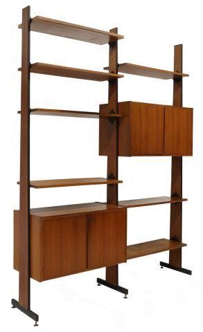 Appraisal: Italian mid-century modern teak modular bookcase c s black steel