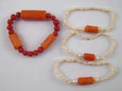 Appraisal: A mixed lot comprising three freshwater cultured pearl and coral