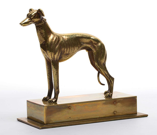 Appraisal: A MID TH CENTURY BRASS GREYHOUND RACING TROPHY modelled in