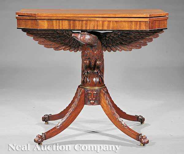 Appraisal: An American Carved Mahogany Games Table after Duncan Phyfe top