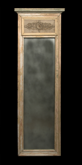 Appraisal: Directoire-Style Cream-Painted Wooden Looking Glass early th century the molded