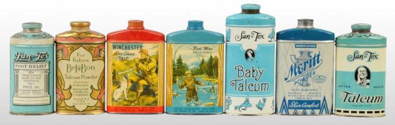 Appraisal: Lot of Talc Tins Description Nice grouping with solid graphics